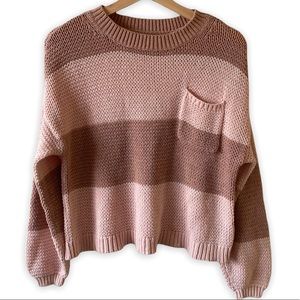 American Eagle Pink Striped Cropped Sweater Size XS